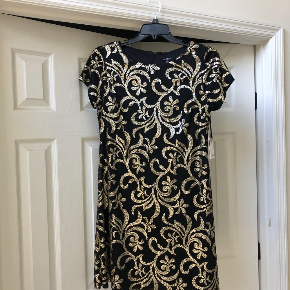 NWT--Kensie black and gold dress